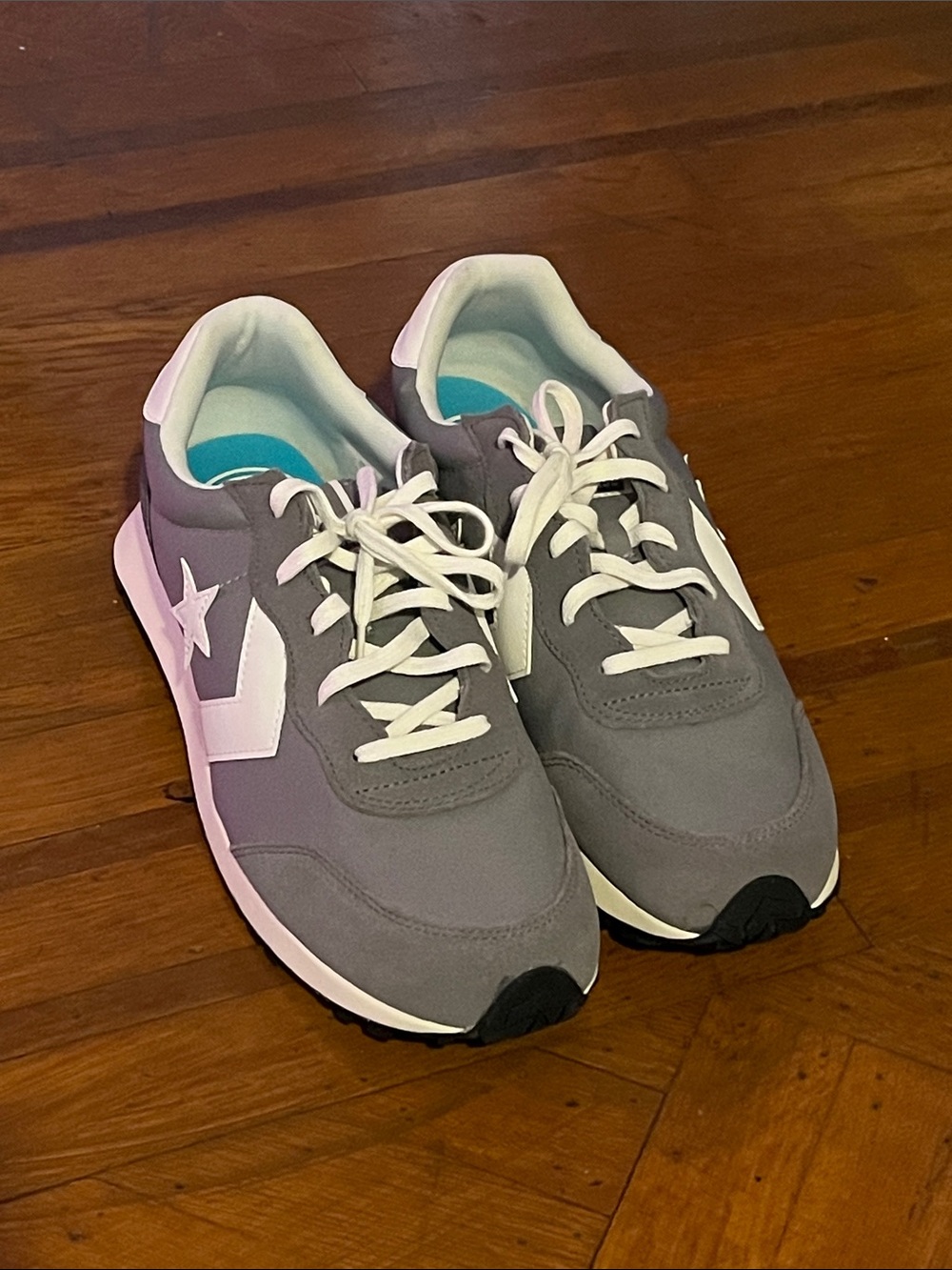 Converse Gray and White Retro Runner Sneakers